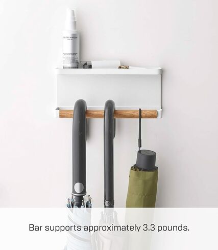 منظم المدخل المغناطيسي Yamazaki Home Tosca للمظلات أو الحقائب، وحدة تخزين حائطية في غرفة الطين مع صينية ووتاد خشبي - فولاذ + خشب - in Kuwait