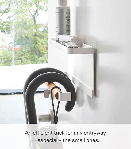 منظم المدخل المغناطيسي Yamazaki Home Tosca للمظلات أو الحقائب، وحدة تخزين حائطية في غرفة الطين مع صينية ووتاد خشبي - فولاذ + خشب - in Kuwait