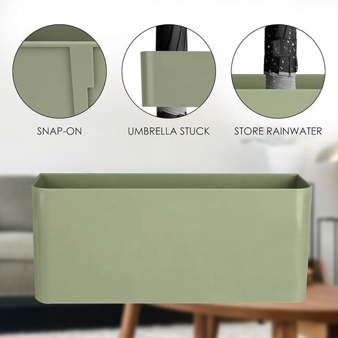 Umbrella Holder Wall Mounted, Umbrella Stand for Entryway with Drain Tray, Adjustable Umbrella Storage Rack for Indoor Outdoor (Green) in Kuwait