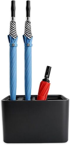 Umbrella Holder, Umbrella Holder for Entryway with Removable Drip Tay,Indoor Outdoor Plastic Umbrella Stand for Long & Folding Umbrella, Parasol, Store 10 Umbrella (Black) in Saudi Arabia