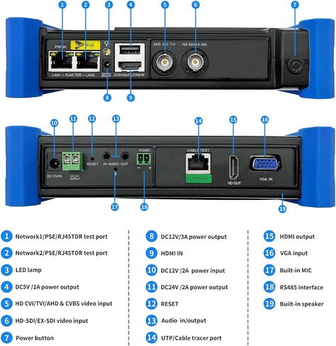 جهاز اختبار كاميرا CCTV من Rsrteng، IPC-7600C Plus مع جهاز تتبع الكابل WT255 4K 8MP 8K 32MP 8160 * 3616P IP كاميرا اختبار 7 بوصة شاشة لمس عالية الدقة IPC Tester دعم WiFi Audio POE HDMI مخرج DC in Saudi Arabia