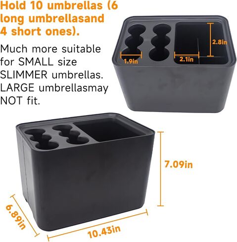Umbrella Holder, Umbrella Holder for Entryway with Removable Drip Tay,Indoor Outdoor Plastic Umbrella Stand for Long & Folding Umbrella, Parasol, Store 10 Umbrella (Black) in Saudi Arabia