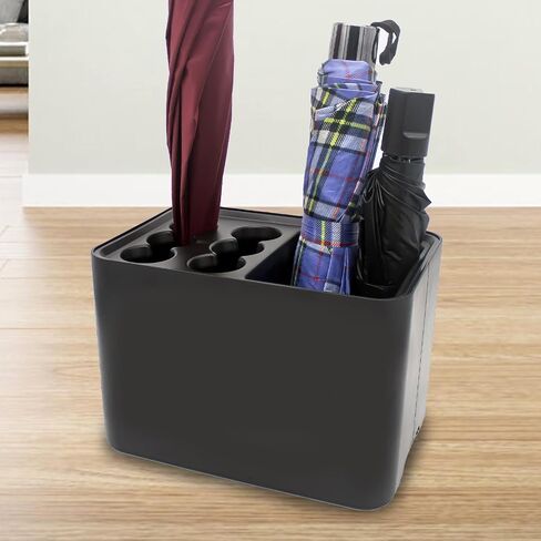 Umbrella Holder, Umbrella Holder for Entryway with Removable Drip Tay,Indoor Outdoor Plastic Umbrella Stand for Long & Folding Umbrella, Parasol, Store 10 Umbrella (Black) in Saudi Arabia