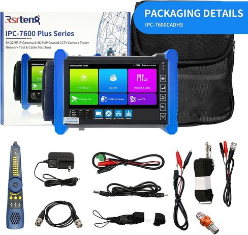 جهاز اختبار كاميرا CCTV من Rsrteng، IPC-7600C Plus مع جهاز تتبع الكابل WT255 4K 8MP 8K 32MP 8160 * 3616P IP كاميرا اختبار 7 بوصة شاشة لمس عالية الدقة IPC Tester دعم WiFi Audio POE HDMI مخرج DC in Saudi Arabia