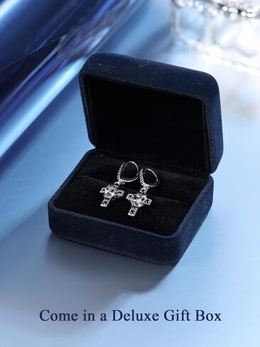Black Moissanite Skull Cross Earrings for Men Women, D1.00ct Dark Black Moissanite Claw Earrings, Solid 925 Sterling Silver Rhodium Finish Hypoallergenic, Halloween Gothic Jewelry in Saudi Arabia