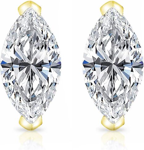 3/5 to 1 2/5 Carat Lab Grown Diamond Marquise Cut Stud Earrings in 14k White or Yellow Gold (VS-SI, cttw) V Prong Push Back by Diamond Wish in Saudi Arabia