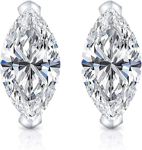 3/5 to 1 2/5 Carat Lab Grown Diamond Marquise Cut Stud Earrings in 14k White or Yellow Gold (VS-SI, cttw) V Prong Push Back by Diamond Wish in Saudi Arabia
