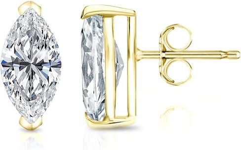 3/5 to 1 2/5 Carat Lab Grown Diamond Marquise Cut Stud Earrings in 14k White or Yellow Gold (VS-SI, cttw) V Prong Push Back by Diamond Wish in Saudi Arabia