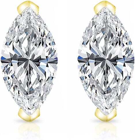 3/5 to 1 2/5 Carat Lab Grown Diamond Marquise Cut Stud Earrings in 14k White or Yellow Gold (VS-SI, cttw) V Prong Push Back by Diamond Wish in Saudi Arabia