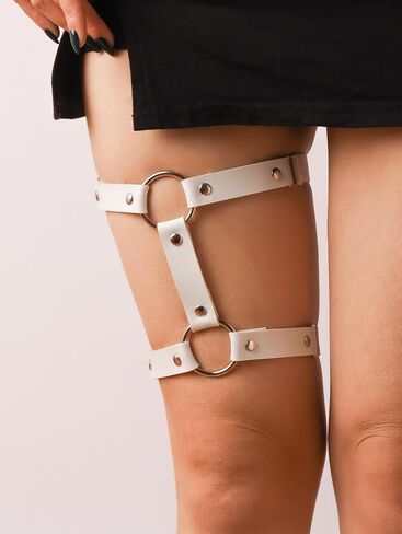 Sacina White PU Leather Garters, Goth Accessories, Punk Accessories, Alt Accessories, Christmas Accessories Gift for Women in Saudi Arabia