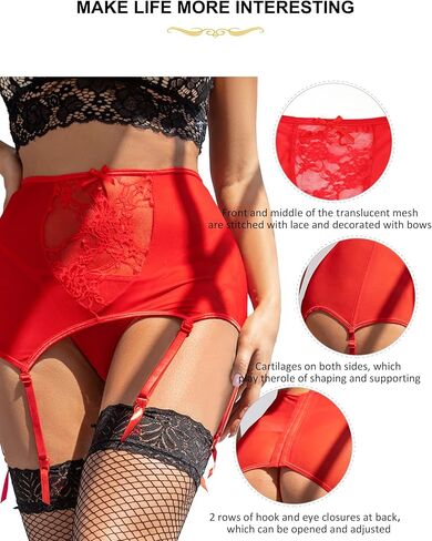 حزام رباط نسائي من الدانتيل عالي الخصر مقاس كبير مع 6 مشابك معدنية لجوارب الفخذ العليا in Kuwait