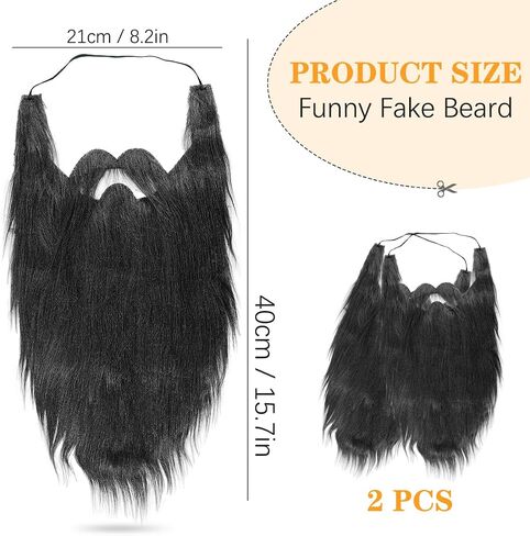 2Pcs Long Fake Beard Fake Moustache Halloween Party Cosplay Costume Accessories Long Simulation Mustaches in Saudi Arabia