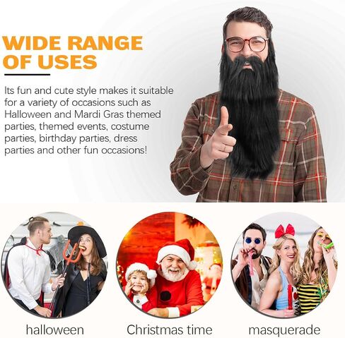 2Pcs Long Fake Beard Fake Moustache Halloween Party Cosplay Costume Accessories Long Simulation Mustaches in Saudi Arabia