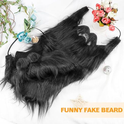 2Pcs Long Fake Beard Fake Moustache Halloween Party Cosplay Costume Accessories Long Simulation Mustaches in Saudi Arabia