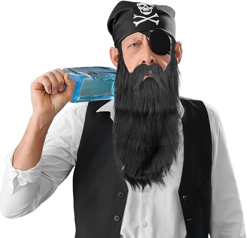 2Pcs Long Fake Beard Fake Moustache Halloween Party Cosplay Costume Accessories Long Simulation Mustaches in Saudi Arabia