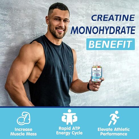 Creatine Monohydrate Gummies 5000mg for Men & Women 2 Packs, Creatine Monohydrate Chew for Boost Focus, Muscle Strength, 5g Creatine Monohydrate per Serving, Sugar Free, Vegan in Saudi Arabia