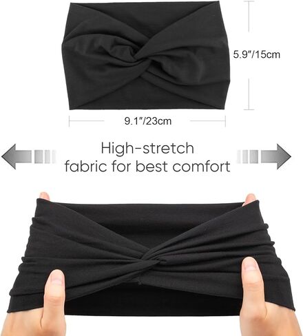 DRESHOW 4 Pack Turban Headbands for Women Wide Vintage Head Wraps Knotted Cute Hair Band Accessories in Kuwait