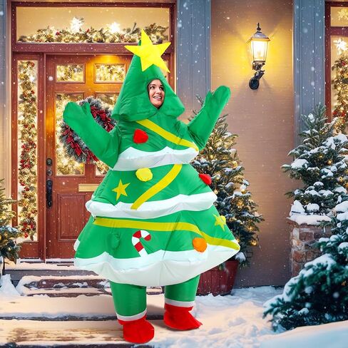 Inflatable Christmas Tree Costume Funny Blow up Costume for Adults Inflatable Cosplay Outfit for Xmas Party in Saudi Arabia