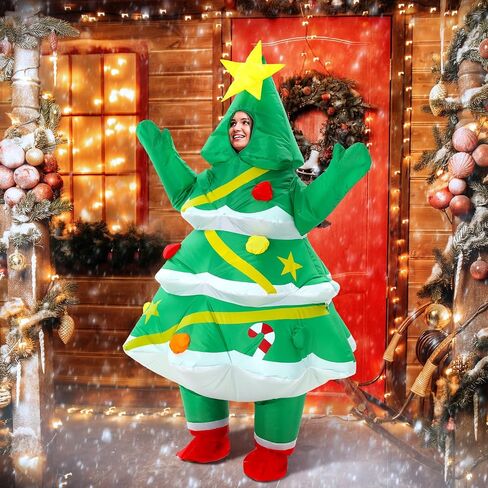Inflatable Christmas Tree Costume Funny Blow up Costume for Adults Inflatable Cosplay Outfit for Xmas Party in Saudi Arabia