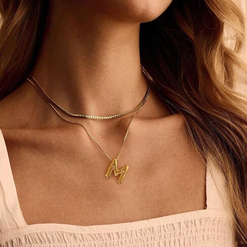 BAYLAY Gold Bubble Letter Necklace for Women- 18K Gold Filled Ballon Bubble Letter Necklace Gold Bubble Inittial Necklace Dainty Bubble Letter Initial Bubble Letter Necklace Gold Necklace for Women in Saudi Arabia