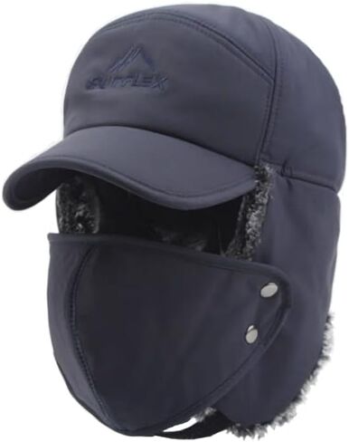 KXF 3 في 1 قبعة الصياد الشتوية مقاومة للرياح مبطنة بالفرو الصناعي قبعة صيد مع اللوحات الأذن وغطاء الوجه للرجال والنساء in Kuwait