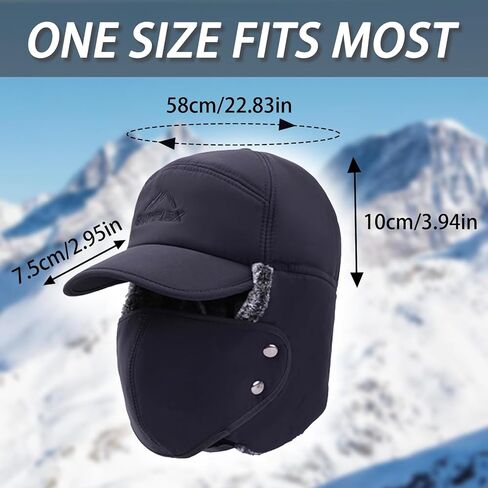 KXF 3 في 1 قبعة الصياد الشتوية مقاومة للرياح مبطنة بالفرو الصناعي قبعة صيد مع اللوحات الأذن وغطاء الوجه للرجال والنساء in Kuwait