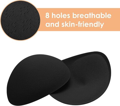 Bra Pad Inserts, Sewn and Padded Breast Pads, Breathable Breast Enhancers Inserts Add 1-2 Cups, Suitable for A, B, C, D Cup Sports Bras, Dresses and Swimsuit Bikinis(Black) in Saudi Arabia