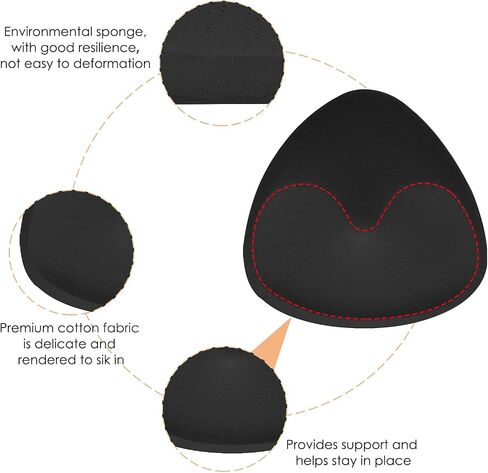 Bra Pad Inserts, Sewn and Padded Breast Pads, Breathable Breast Enhancers Inserts Add 1-2 Cups, Suitable for A, B, C, D Cup Sports Bras, Dresses and Swimsuit Bikinis(Black) in Saudi Arabia