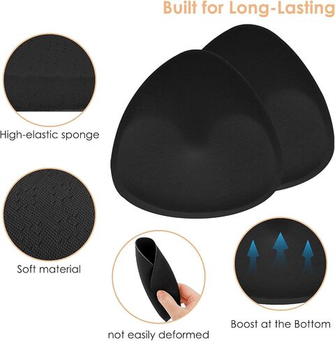 Bra Pad Inserts, Sewn and Padded Breast Pads, Breathable Breast Enhancers Inserts Add 1-2 Cups, Suitable for A, B, C, D Cup Sports Bras, Dresses and Swimsuit Bikinis(Black) in Saudi Arabia