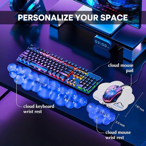JIKIOU Cloud مسند المعصم للكمبيوتر لوحة المفاتيح مسند المعصم مع قاعدة غير قابلة للانزلاق مسند المعصم جل مريح لكتابة لوحة المفاتيح والماوس لتخفيف الآلام مكتب كمبيوتر الألعاب in Saudi Arabia