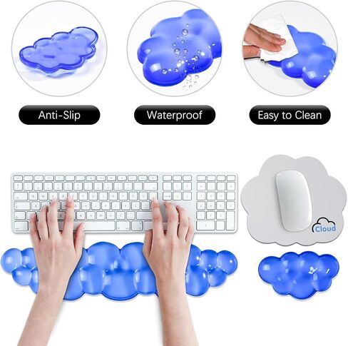 JIKIOU Cloud مسند المعصم للكمبيوتر لوحة المفاتيح مسند المعصم مع قاعدة غير قابلة للانزلاق مسند المعصم جل مريح لكتابة لوحة المفاتيح والماوس لتخفيف الآلام مكتب كمبيوتر الألعاب in Saudi Arabia
