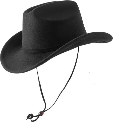 Jastore Boys Girls Cowboy Hat Kids Western Felt Cowgirl Hat with Landyard in Saudi Arabia