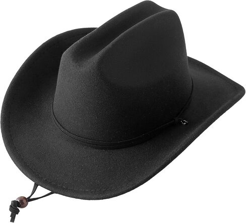 Jastore Boys Girls Cowboy Hat Kids Western Felt Cowgirl Hat with Landyard in Saudi Arabia