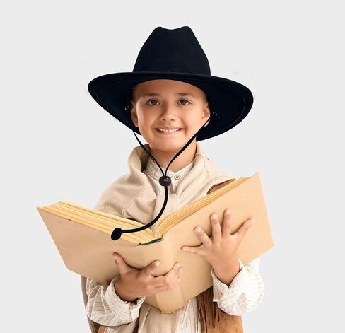Jastore Boys Girls Cowboy Hat Kids Western Felt Cowgirl Hat with Landyard in Saudi Arabia