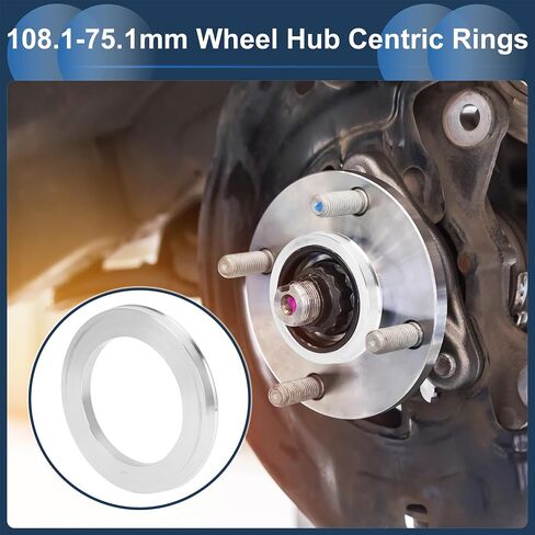Car Wheel Hub Centric Rings OD 108.1mm to ID 75.1mm Wheels Center Shaft Shock Absorbing Hubrings Aluminium Alloy Silver Tone Durable in Saudi Arabia
