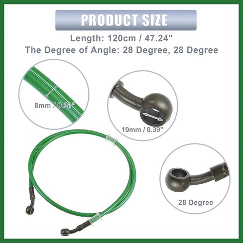 Motoforti 120cm 47.24" Length 10mm ID Motorcycle Hydraulic Brake Line Oil Hose Pipe 28° Stainless Steel Braided Cable for ATV Motocross Sport Bikes Green Long-lasting in Saudi Arabia