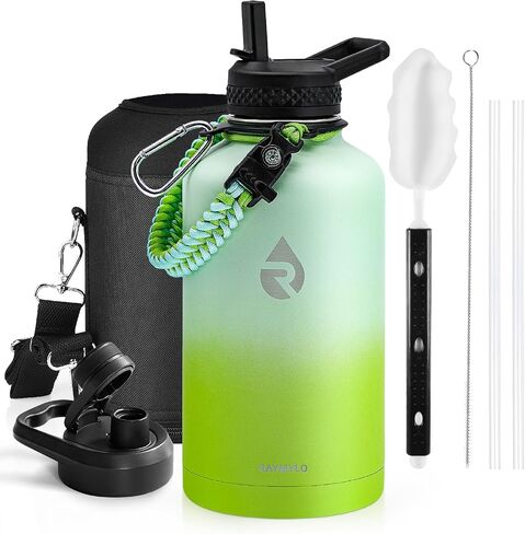 RAYMYLO Insulated Water Bottle 40 oz, Triple Wall Vacuum Stainless Steel | (Cold for 36Hrs, Hot for 18Hrs), Leak Proof & Non-BPA, Modern Water Flask Jug with Paracord Handle & Straw Spout Lids in Kuwait