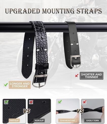 Motorcycle Swingarm Bag Left Side, Vintage Crocodile Texture PU leather, Motorcycle Swing Arm Bags Saddlebags Bags Compatible with Harley Heritage Softail Springer Classic Fat Boy, Black in Saudi Arabia