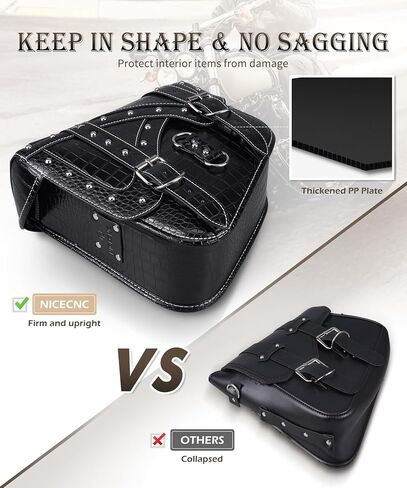 Motorcycle Swingarm Bag Left Side, Vintage Crocodile Texture PU leather, Motorcycle Swing Arm Bags Saddlebags Bags Compatible with Harley Heritage Softail Springer Classic Fat Boy, Black in Saudi Arabia