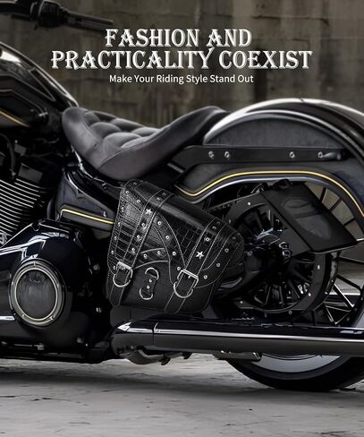 Motorcycle Swingarm Bag Left Side, Vintage Crocodile Texture PU leather, Motorcycle Swing Arm Bags Saddlebags Bags Compatible with Harley Heritage Softail Springer Classic Fat Boy, Black in Saudi Arabia