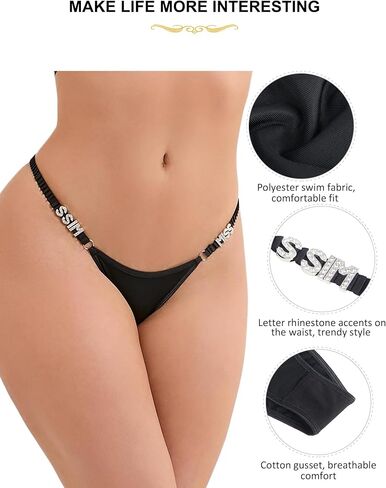ohyeahlady Women G String Panties Sexy Rhinestone Thongs Plus Size Underwear V String Tangas Lingerie Bikini Briefs S-2XL in Kuwait
