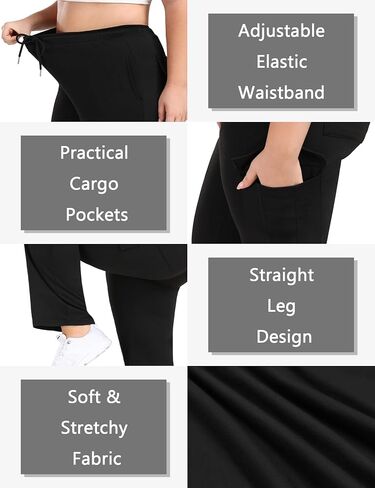 FOREYOND Plus Size Sweatpants for Women Wide Leg Cargo Sweat Pants Casual Lounge Loose Workout Yoga Pants with Pockets in Kuwait