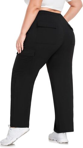 FOREYOND Plus Size Sweatpants for Women Wide Leg Cargo Sweat Pants Casual Lounge Loose Workout Yoga Pants with Pockets in Kuwait