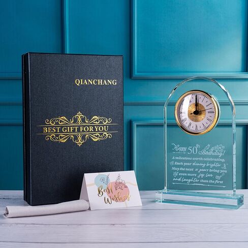 50th Wedding Anniversary Crystal Gifts for Parents Couple Husband Wife, Roman Numeral Quartz Clock for Desk Shelf Mantel Table Decoration in Saudi Arabia