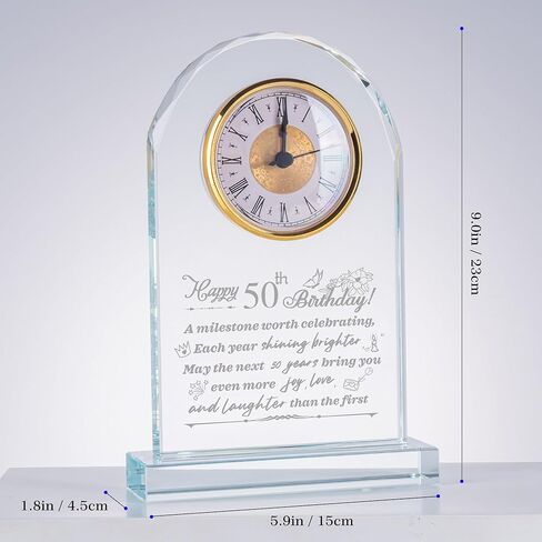 50th Wedding Anniversary Crystal Gifts for Parents Couple Husband Wife, Roman Numeral Quartz Clock for Desk Shelf Mantel Table Decoration in Saudi Arabia