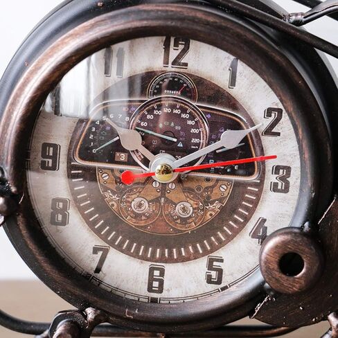 YOUKI Metal Motorcycle Art Wall Decor Desk Shelf Clocks Non Ticking Battery Operated Home Decorative Gift Idea,Wall Decorations for Bedroom Office 16.6 x 1.5X 7.9 Inches,Bronze in Saudi Arabia