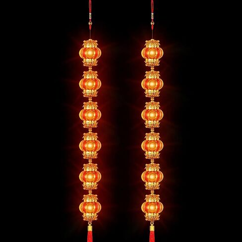 VIHOSE 2 Pcs Chinese New Year Hanging Decorations Electronic LED Firecracker Lights Luminous Chinese Spring Festival Ornament Red Lucky Tassel Octagon Blessing Chinese Traditional Decor for Home Door in Saudi Arabia