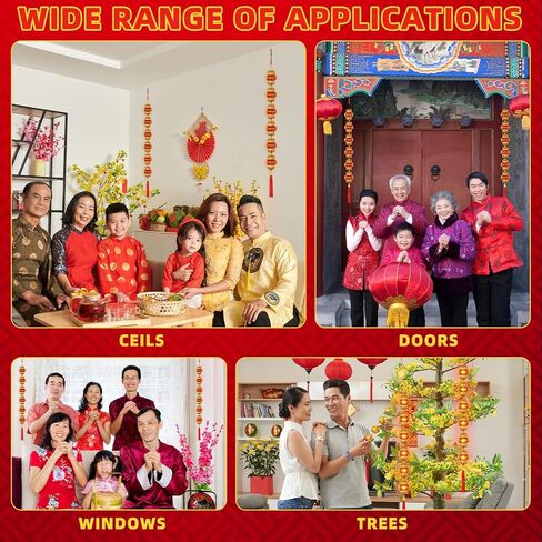 VIHOSE 2 Pcs Chinese New Year Hanging Decorations Electronic LED Firecracker Lights Luminous Chinese Spring Festival Ornament Red Lucky Tassel Octagon Blessing Chinese Traditional Decor for Home Door in Saudi Arabia