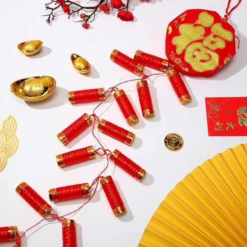 VIHOSE 2 Pcs Chinese New Year Hanging Decorations Electronic LED Firecracker Lights Luminous Chinese Spring Festival Ornament Red Lucky Tassel Octagon Blessing Chinese Traditional Decor for Home Door in Saudi Arabia