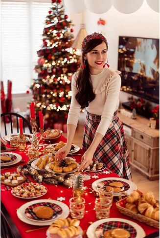 boderier Christmas Headbands for Women Red Plaid Headband Jeweled Crystal Wide Knotted Headband Xmas Holiday Hair Accessories Gifts (Red Plaid) in Kuwait